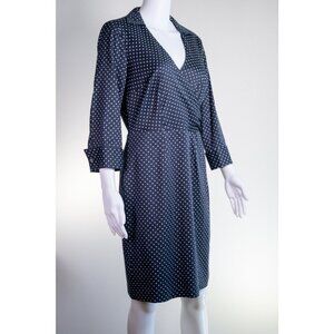 ANN TAYLOR: Navy Polka Dot Wrap Dress